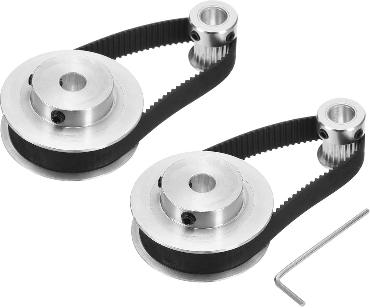 2 sets GT-2 synchrone wielen, 20 en 60 tanden, 8 mm boring, tandriemschijf van aluminiumlegering met 2 stuks, lengte 200 mm, breedte 10 mm, riem (20-60T-8B-10)