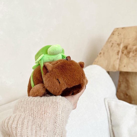 Getekend pluche hoesje voor AirPods Pro 3e generatie, 3D Kawaii pluizige schildpad Capybara zachte siliconen hoes met sleutelring, cool grappig voor jongens, meisjes, vrouwen voor — afbeelding 2
