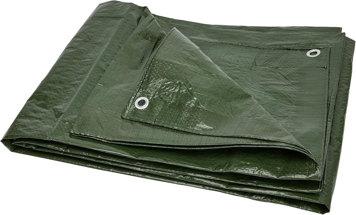 Waterdicht Dekzeil met Ogen, UV-bestendig, Scheurvast en Schimmelwerend – Voor Tuinmeubelen, Auto, Boot, Hout, Camping en Buitenbescherming GD-0162 (3x5 m, Groen 80 g/m²)