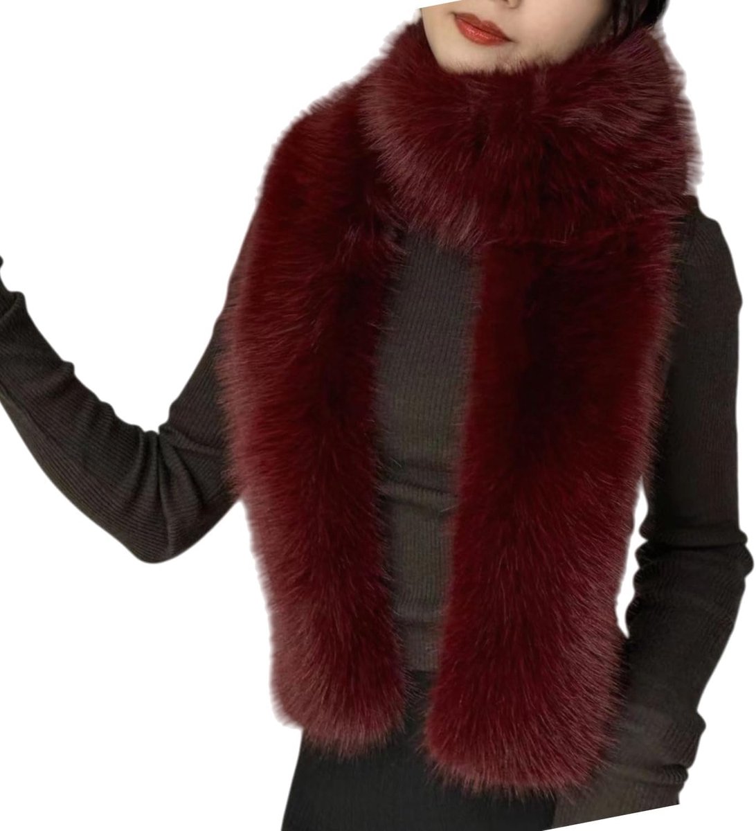 Sjaal dames 180 cm faux konijnenbont wintersjaal lange bontsjaal winter warme sjaal pluizige bontsjaal warme nekwarmer bontsjaal van imitatiebont voor avondjurk mantel