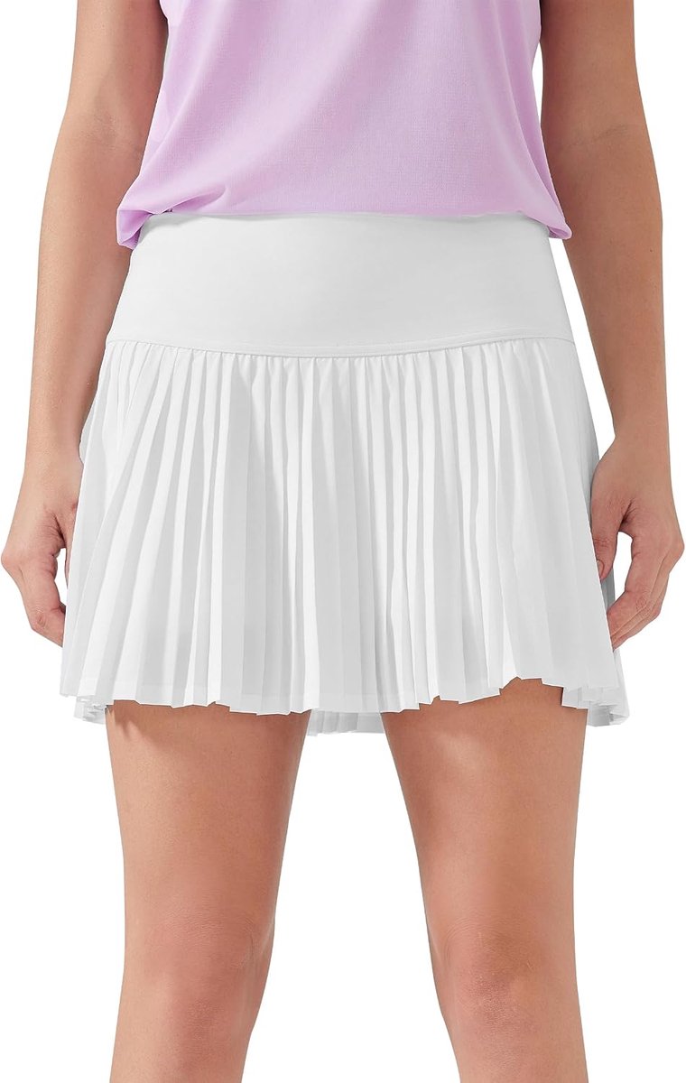 Dames tennisrok hoge taille geplooide jurk met ingebouwde shorts en zakken voor golf, yoga, hardlopen, fitness, sport DK383
