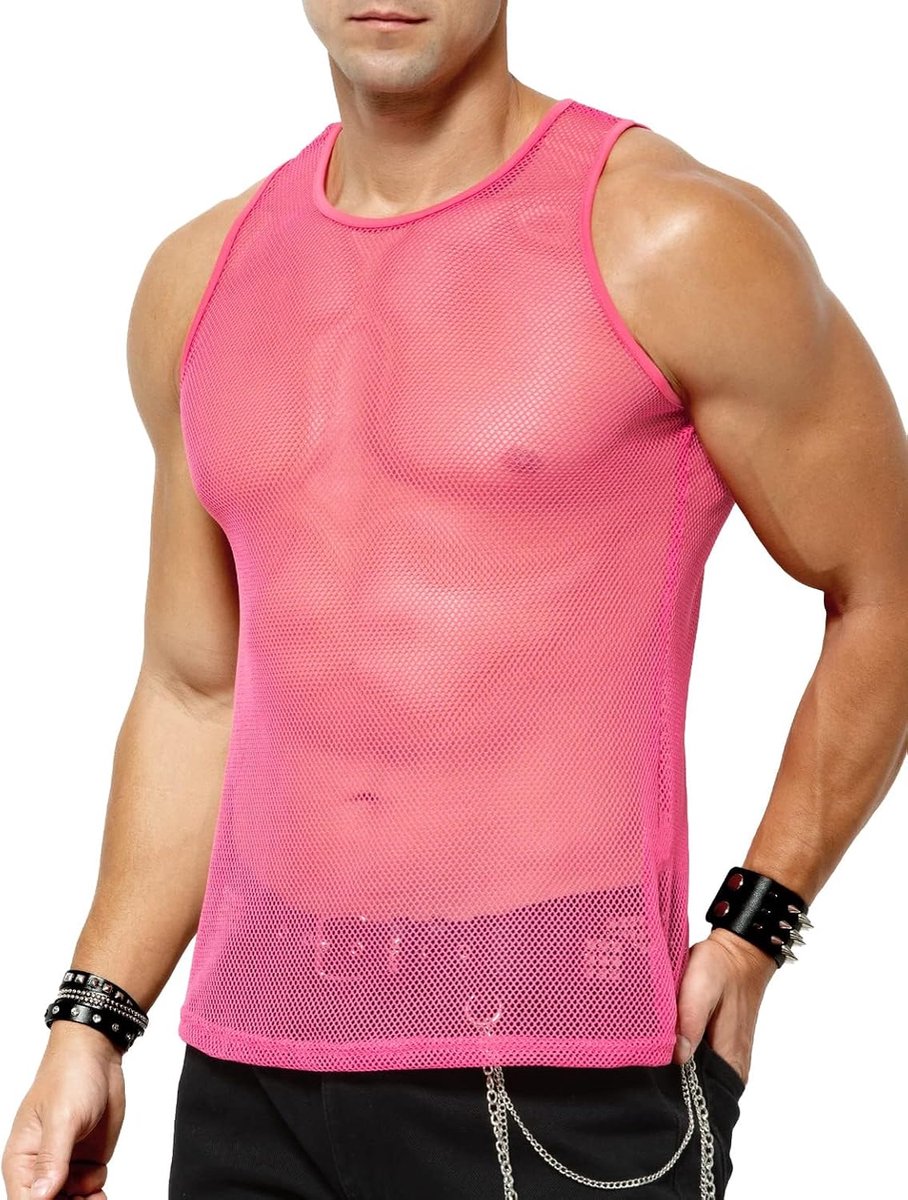 Kevin Tanktop voor heren nethemd mouwloos spiershirt Muscle Vest Transparant sport fitness onderhemd Zomer Tank Tops