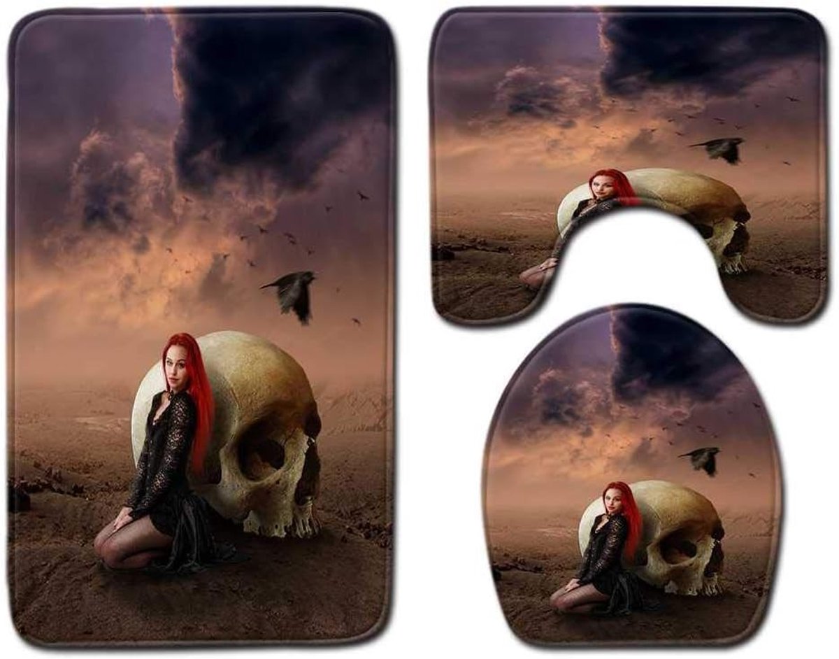 Badmat Deksel, Anti-slip Mat, Toiletmat, Badkamer Toiletmat Driedelige Set, Machine Wasbare Badkamer Tapijt 50cmx80cm