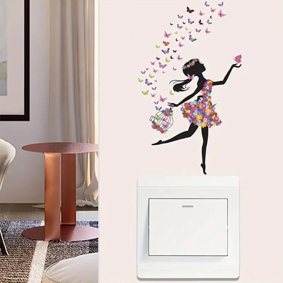 Muursticker sticker fee prinses kinderkamer (vlinders)