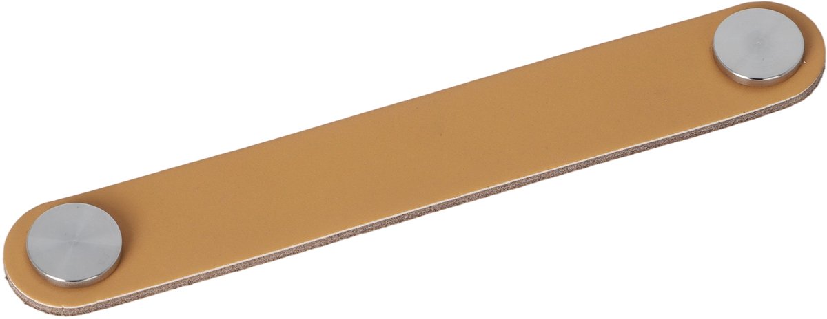 Meubelgreep leer Elena kaki 168mm RVS