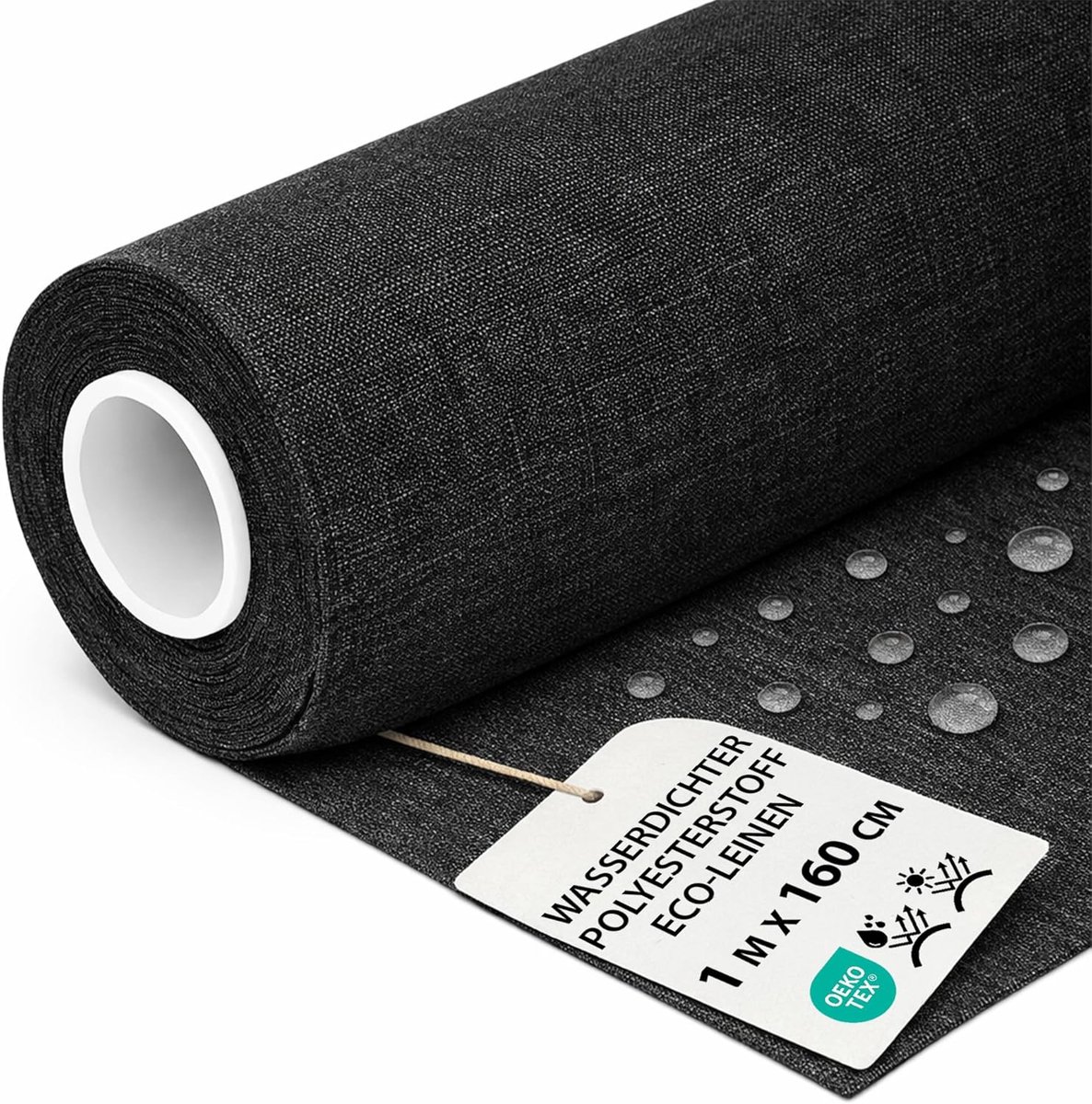 Stof per Meter Waterafstotend Polyesterstof 1M x 160 cm – Tuinstof voor Zonnescherm Tuinmeubels Kussens Bekleding Buiten Robuust met Oeko Tex Grafiet ecologisch linnen