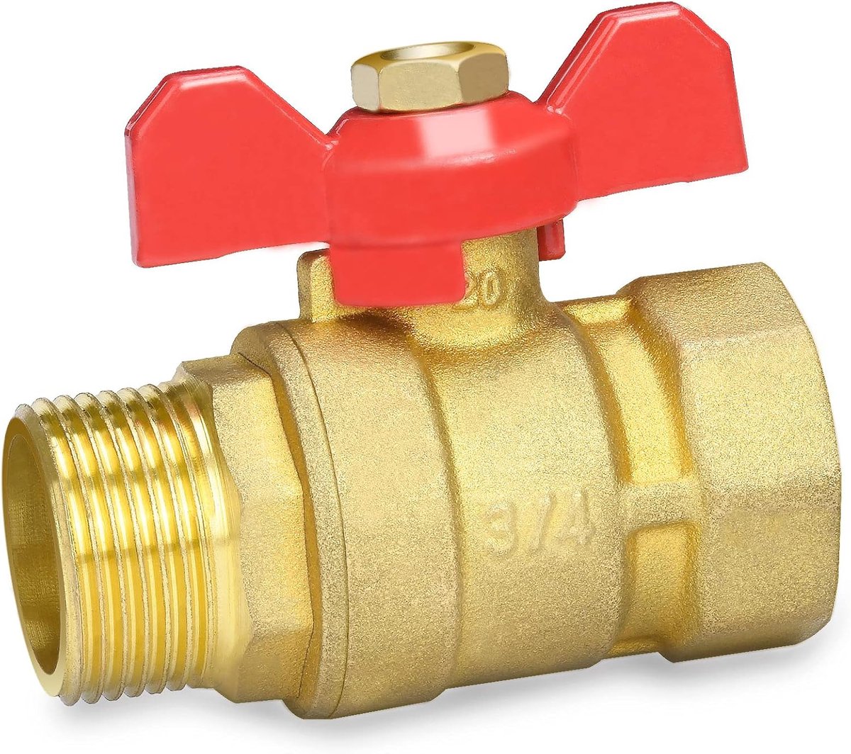 3/4 inch kogelkraan met rode vleugelgreep - Buitendraad/Binnendraad volledige doorgang DN20 PN16