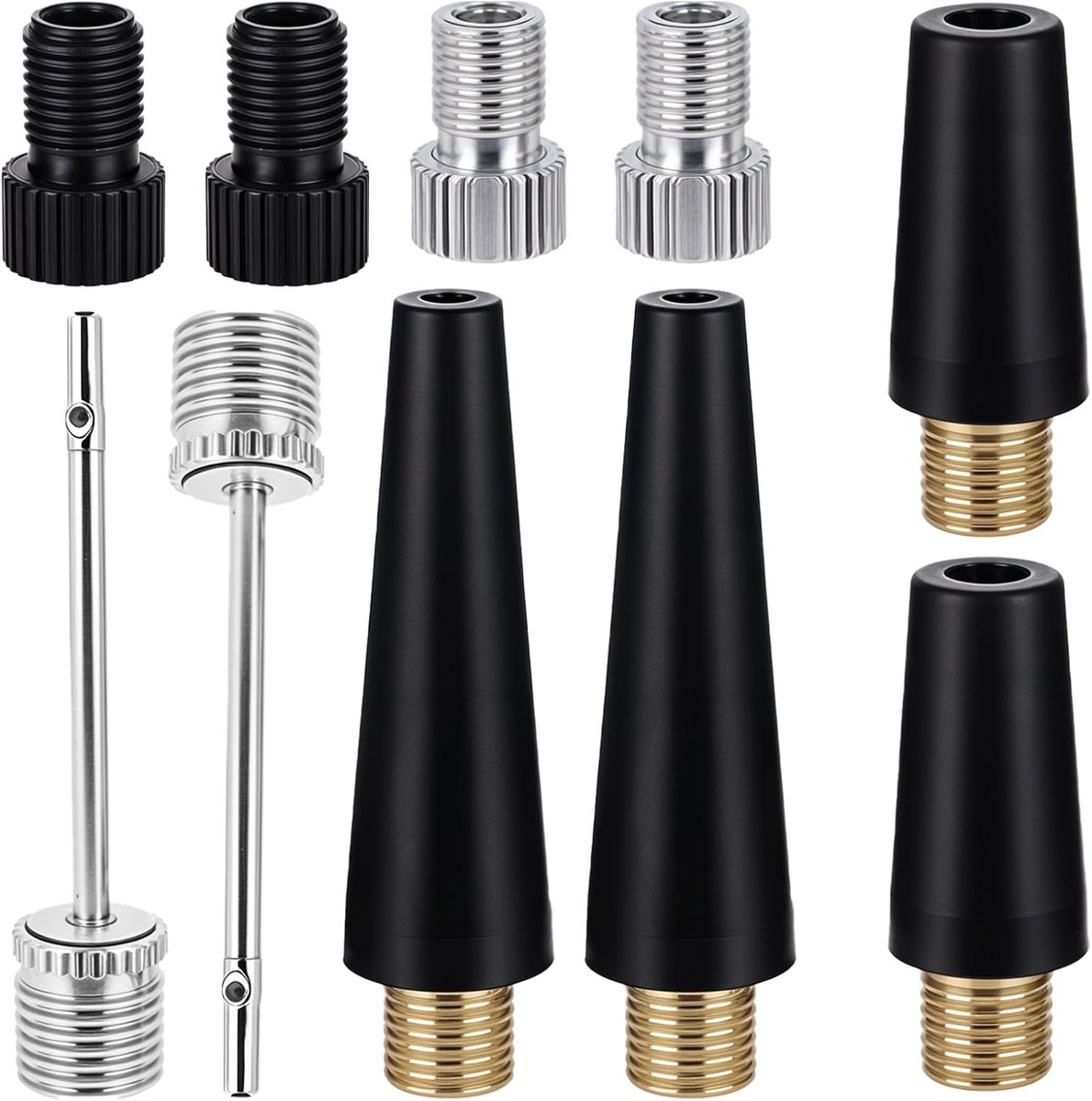 Set van 10 luchtbalpompnaalden, fietsbandventieladapter, opblaasnaalden, inflator-mondstukadapter voor basketbal, voetbal, volleybal, zwemring, fiets, gym, ballon, luchtcompressor