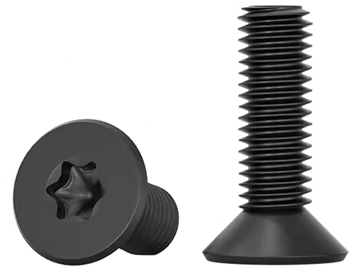 Torx-schroeven met verzonken kop, M5 x 25 mm, torx-schroeven van 304 roestvrij staal, mechanische bouten, zwart, volledige schroefdraad, schroeven voor machines, gereedschap en meubels voor