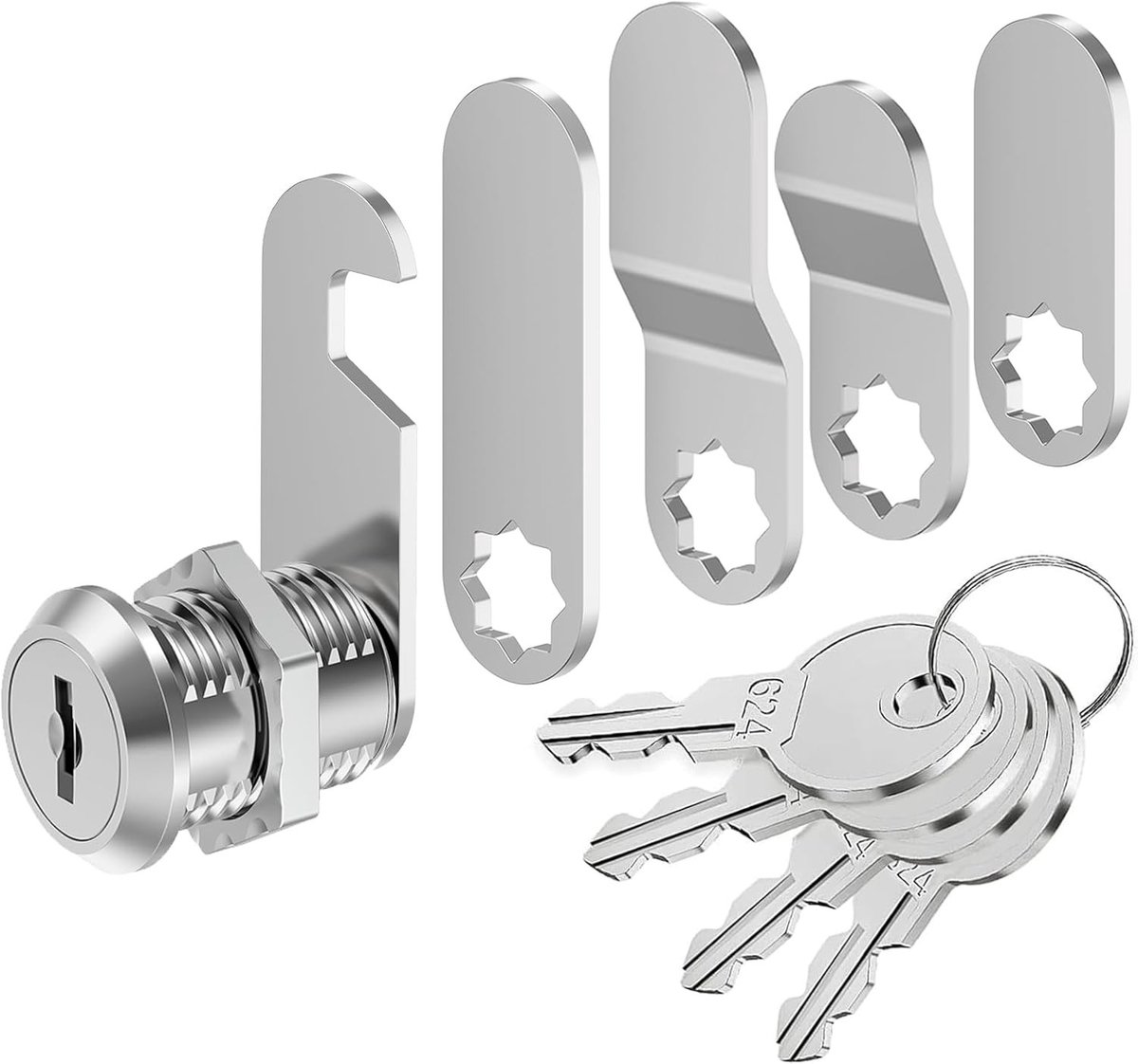 Briefkastslot - Zilver - 20 mm - Zinklegering met 4 Sleutels en 5 Slotplaten - Voor Kasten en Lades
