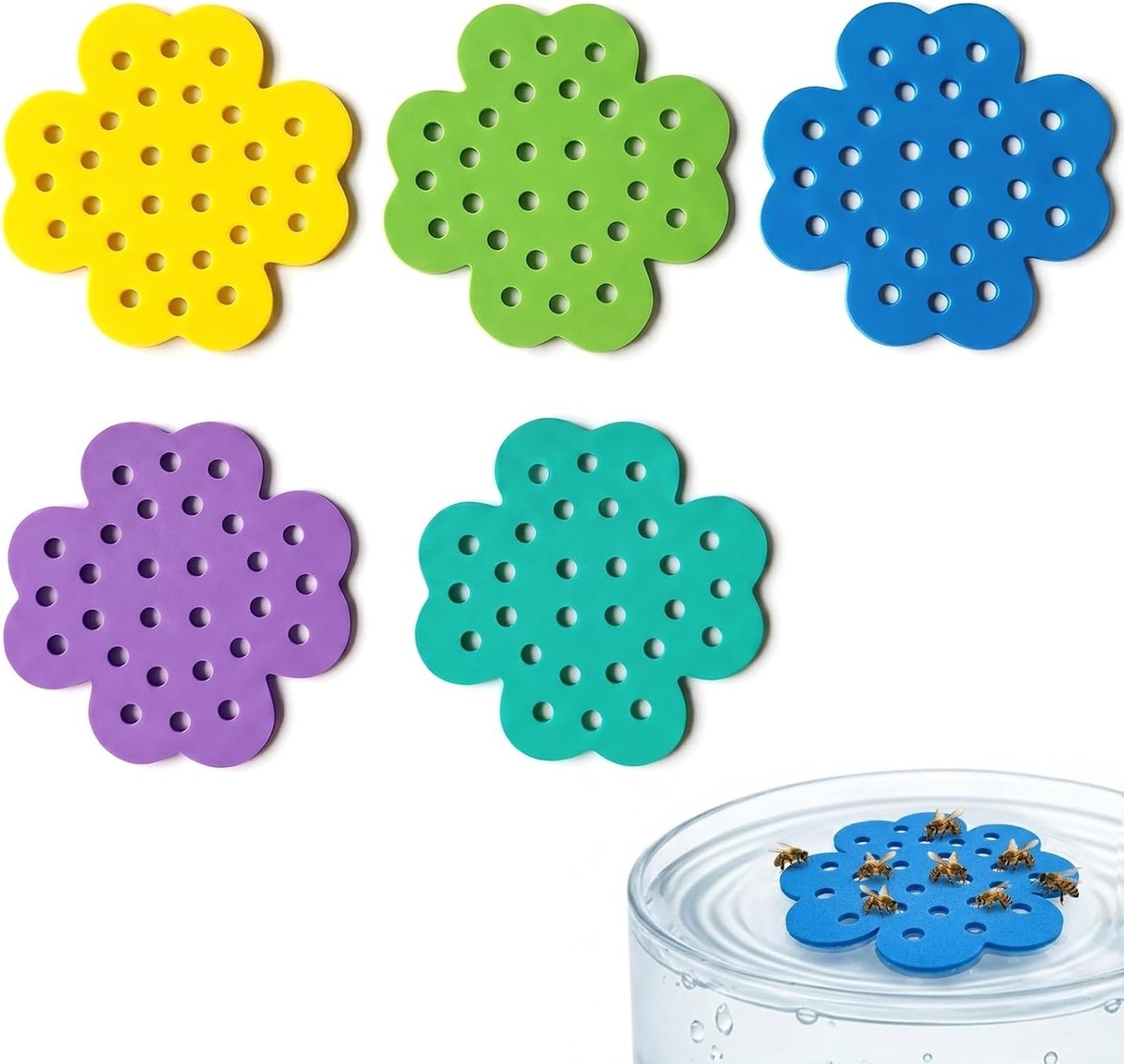 Drijvend Eiland - Multicolor - 5 Stuks - Insectendrinkbak van Weerbestendig Materiaal - Voor Tuin en Buiten