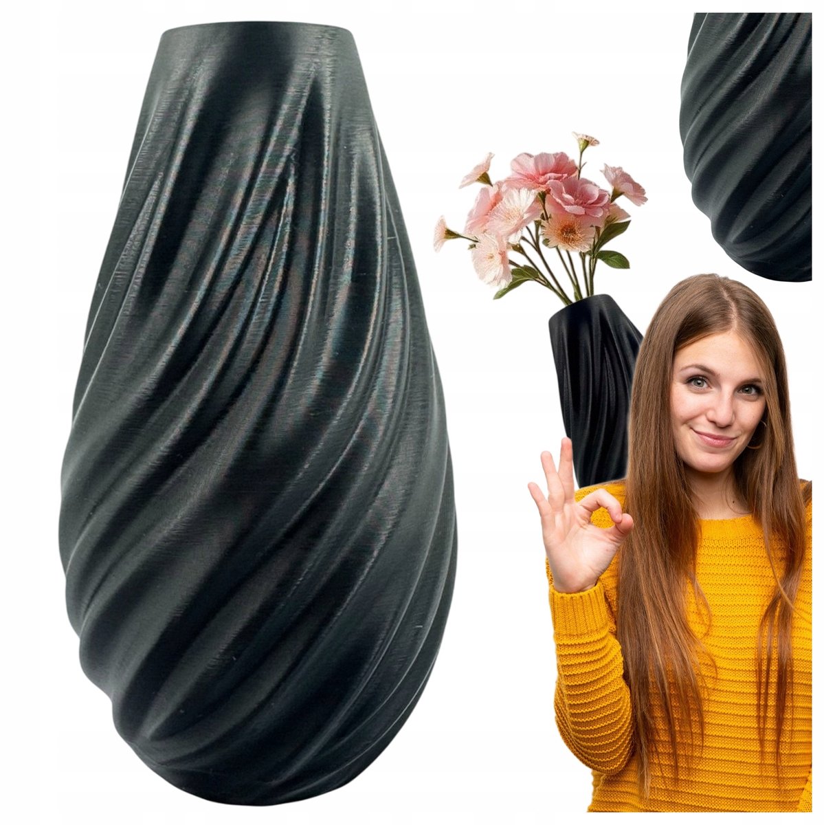 Wave Vaas Klassiek Zwart 15 cm - Stijlvolle decoratie