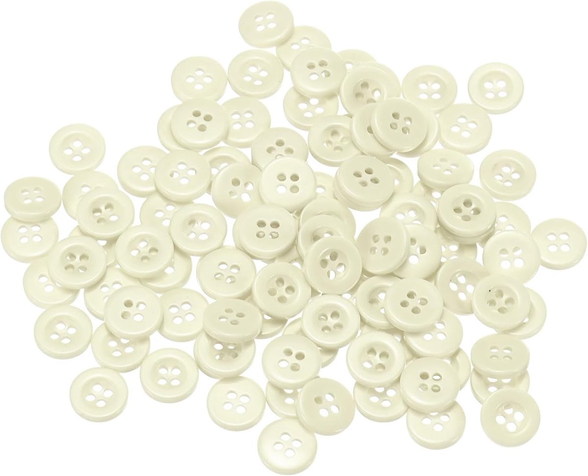 Knopen 3/8" (10mm) hars rond plat 4-gaats ambachtelijke reserveknoppen voor mantels naaien kleding en doe-het-zelf, beige