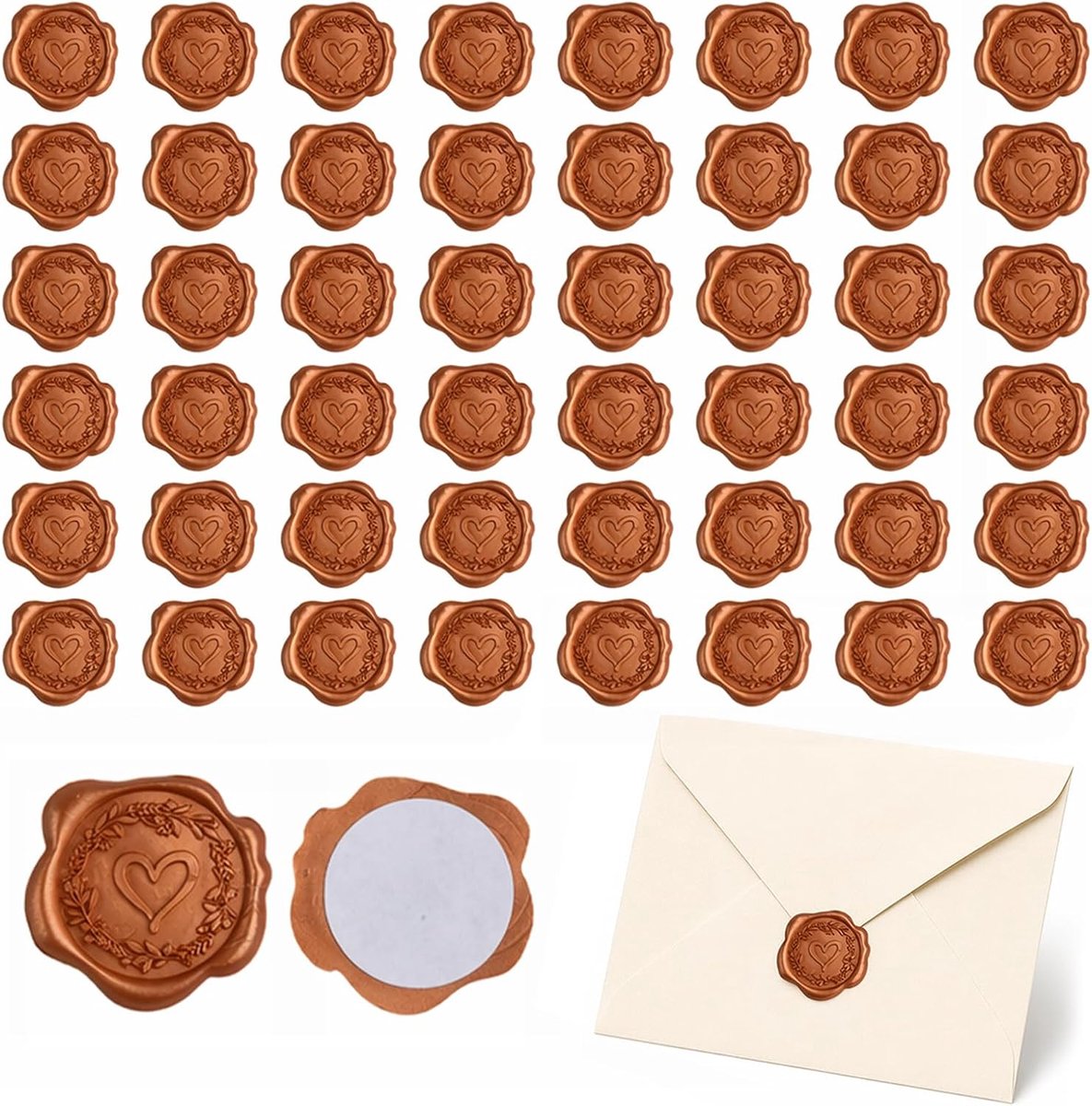 50 stuks waszegelstickers, zegelstempels, vintage, goudkleurig, waszegelstickers, personaliseerbaar, voor bruiloften, uitnodigingen, letters, geschenken