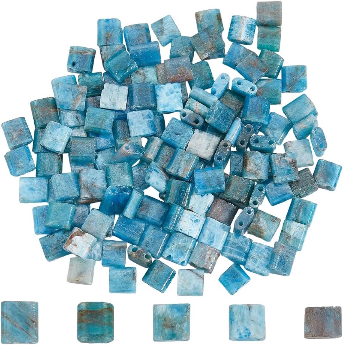 1 Doos Ongeveer 138 stks 5mm 2 Gaten Vierkante Kralen Sqaure Zaad Kralen Houten Natuurlijke Apatiet Japanse Kleine Platte Twee Gaten Zaad Losse Spacer voor Sieraden Maken Armbanden Ketting