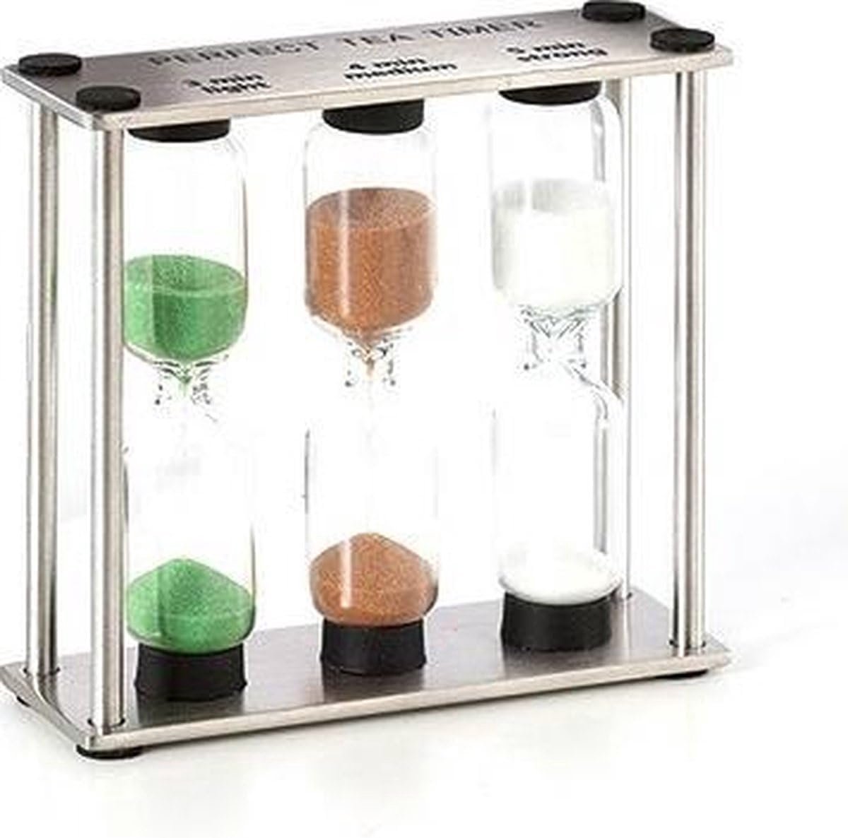 Theetimer roestvrij staal, zandloper 3, 4, 5 minuten voor perfecte thee, elegante zandloper voor losse thee en theezakjes