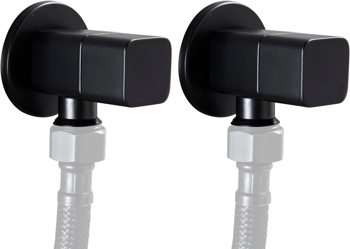 Hoek Stopventiel, G1/2 "Messing Mat Zwart Afsluitkranen Mixer Water Stop Valve voor Badkamer Toilet Wastafel (2 stuks)