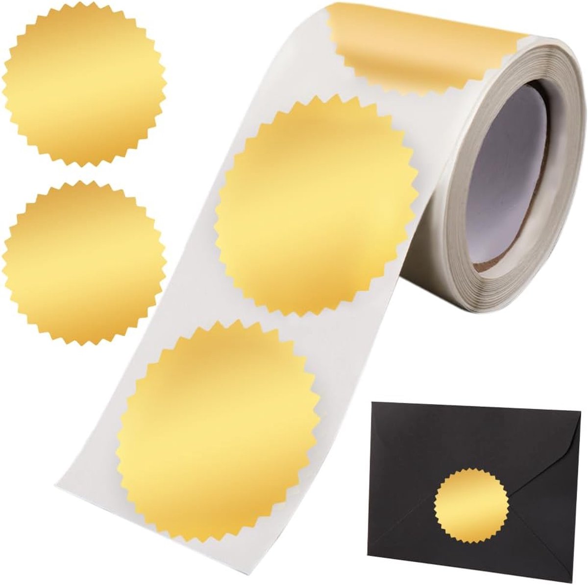 Zegels stickers blanco gouden stickers certificaat award zegels stickers metalen stickers met gekartelde rand 5 cm ronde etiketten goudfolie stickers voor pakket bruiloft