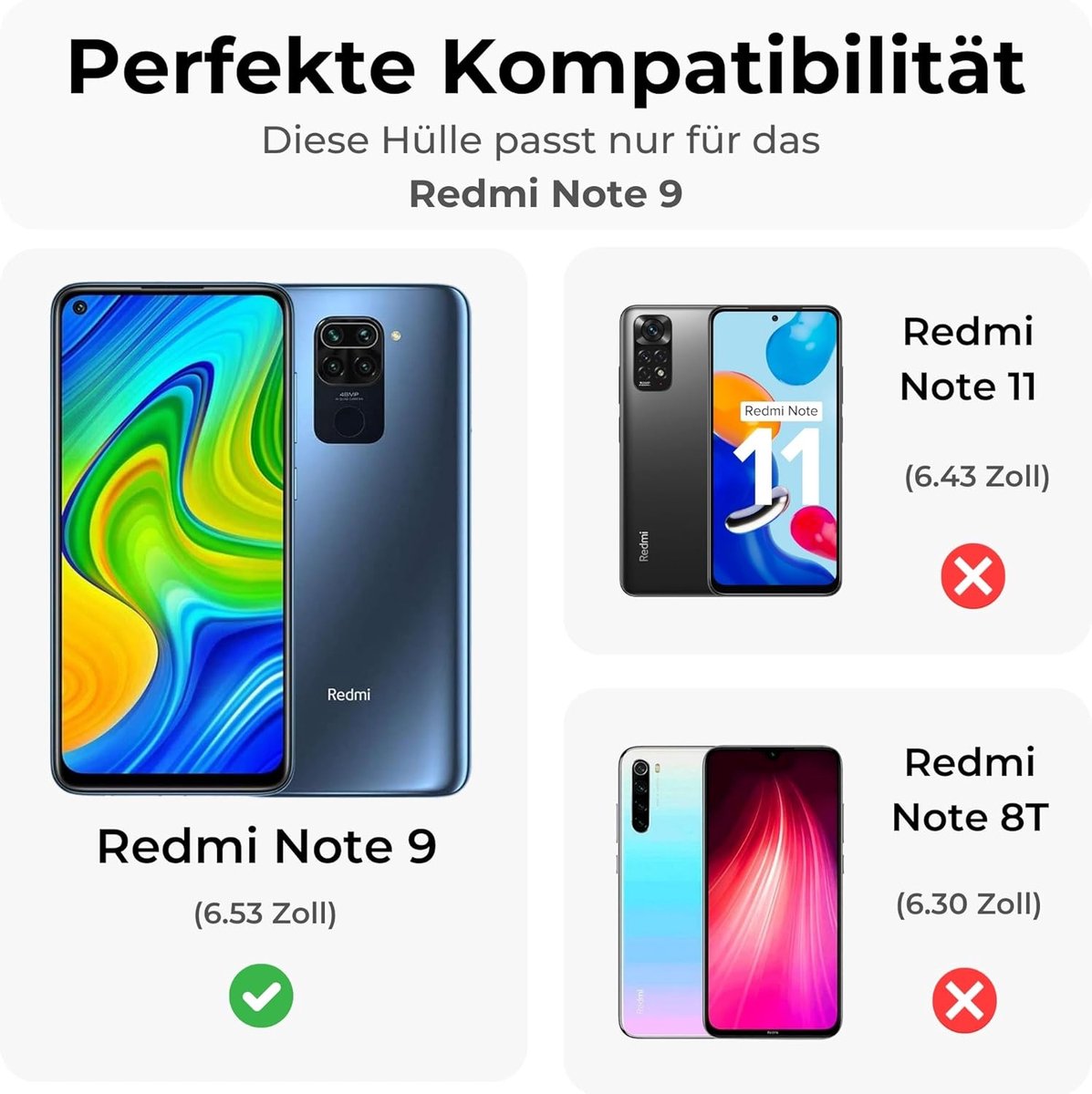 Betterfon Telefoonhoes compatibel met Xiaomi Redmi Note 9, premium kwaliteit TPU klaphoes voor Redmi Note 9 met kaartsleuven, magneetsluiting, zwart