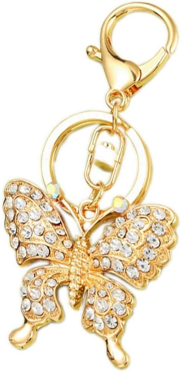 Sleutelhanger Strass Vlinder Hanger Sleutelhanger Metalen Sleutelhanger Tas Charm Key Organizer Houder Kerst Verjaardagscadeau Sleutelhangers Sleutelhanger Sleutelhanger Houder, Goud, S