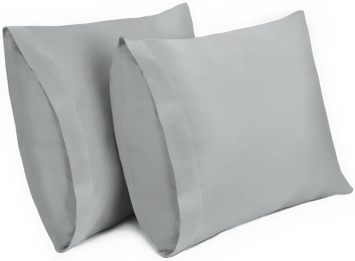 Kussenslopen, 100% Katoen Ademende Kussensloop Pillow Cover, 50 x 50 cm, Grijs