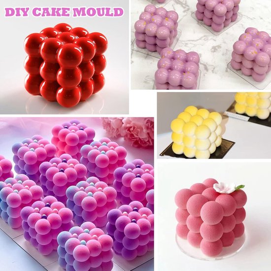 Siliconen 6 bakjes 3D bubbelkaarsen siliconen vorm mini bal kubus kaarsvormen voor DIY bakken cake chocolade zeep wax — afbeelding 2