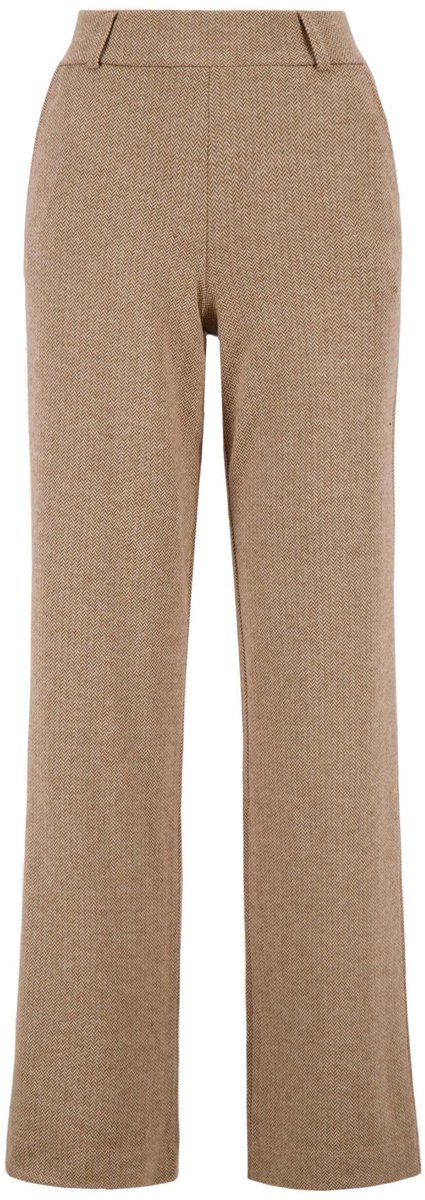 Zusss Broek Herringbone Trousers With Stretch 0303 0072 3032 Dark Taupe/beige Dames Maat - S
