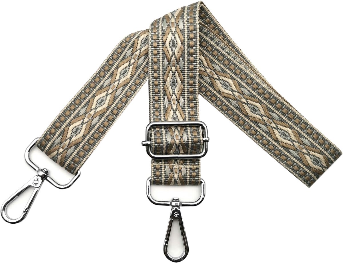 Schouderriem voor tassen, draagriem voor dames, tasriem om te wisselen, tasriem breed 3,8 cm met zilveren karabijnhaak, schouderriem voor schoudertas, handtassen, kleurrijk, N