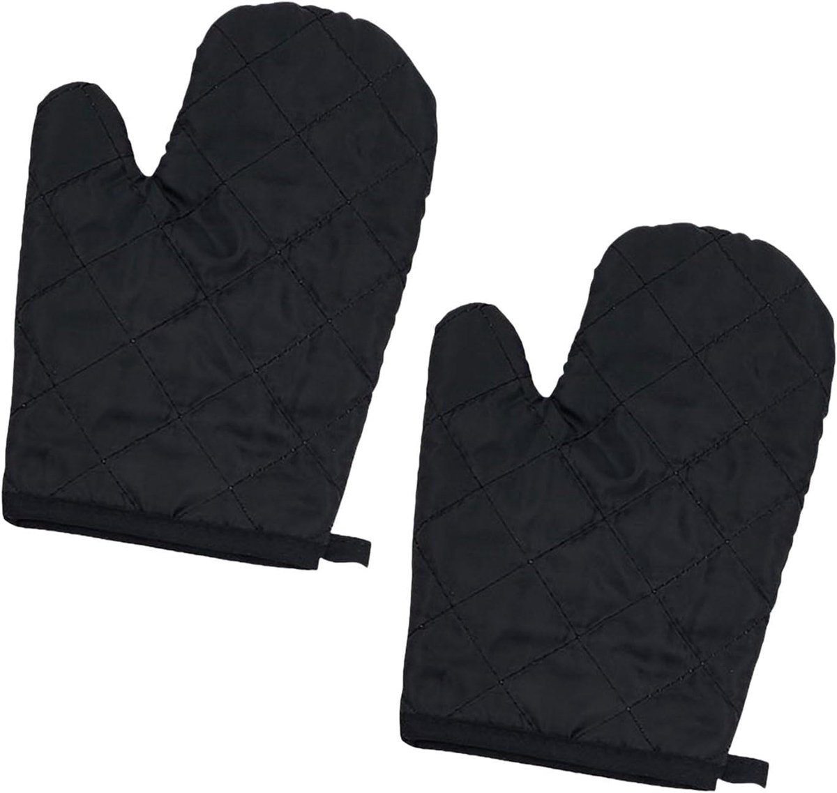 Ovenhandschoenen, grillhandschoenen, verdikking magnetronhandschoenen, zachte katoenen keukenhandschoenen voor braden, bakken, grillen, bakken (zwart)