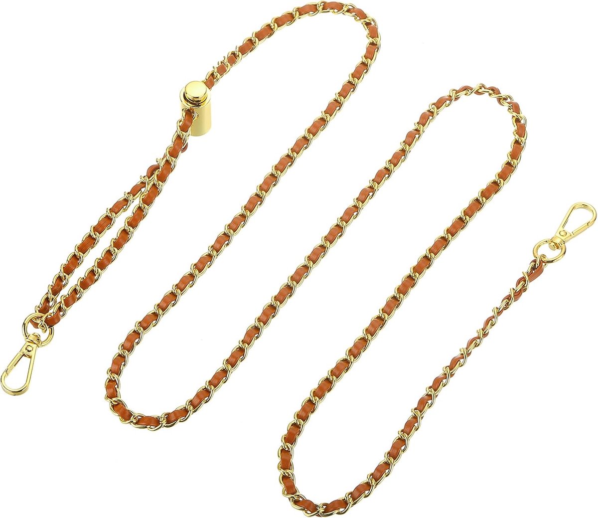 Tasketting, 14 cm verstelbare schouderriem, vervangende draagriem, ketting, handtaskettingen voor doe-het-zelf portemonnee-clutches, bruin/goud