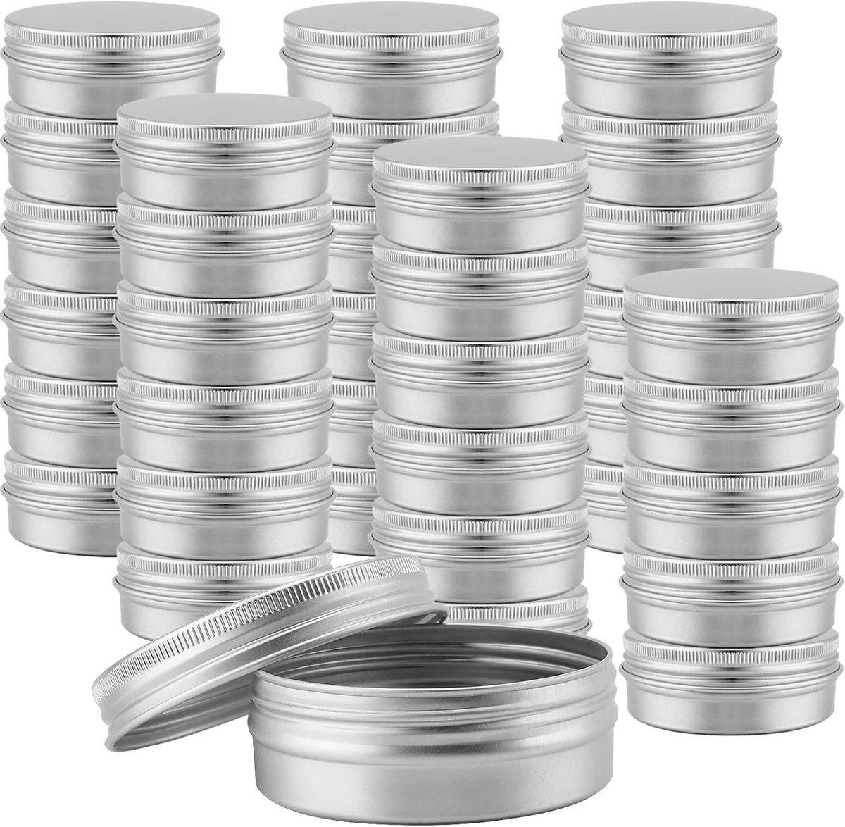 36 stuks lege aluminium potjes, 60 ml ronde aluminium blikjes, lege metalen blikjes, rond met deksel, crèmepotje voor lippenbalsem, crème sieraden