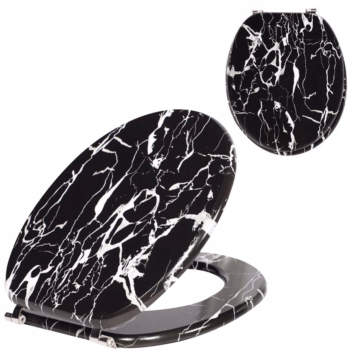 Merkloze Toiletglas MDF met Marmerlook & Softclose - Universeel 3D Design