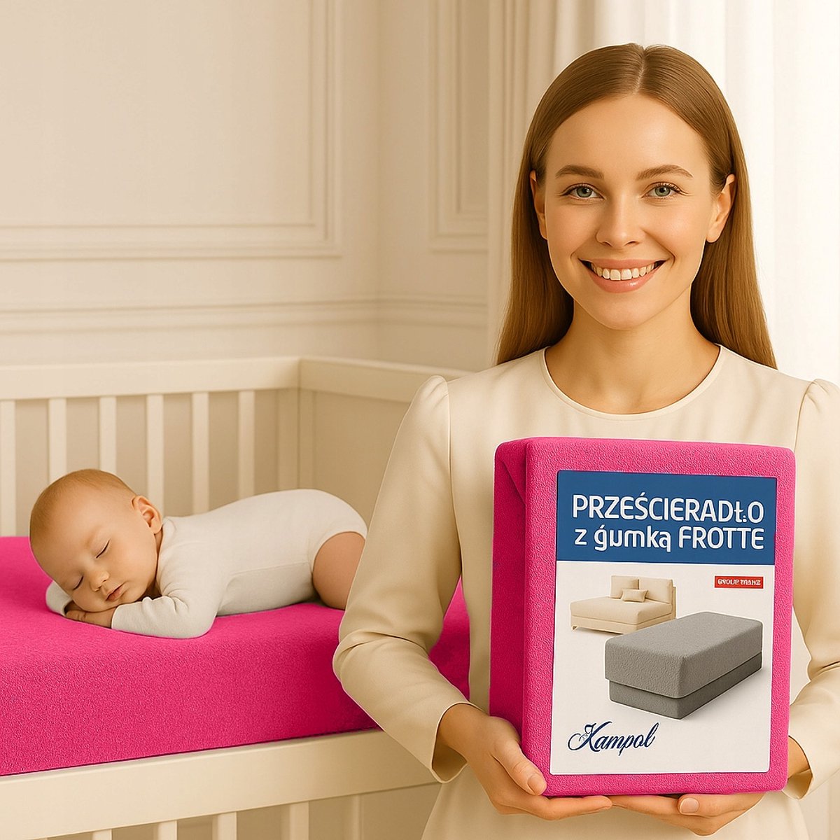 Merkloos Frotte Hoeslaken met Elastiek 60x70 cm - Zacht Roze