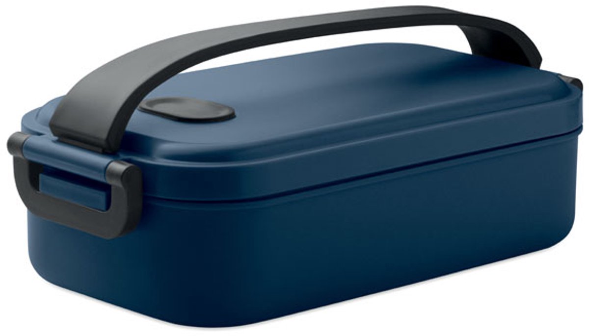 Luxe lunchbox, zijclipsluiting en een luchtdicht deksel. Inhoud: 800ml. Kleur Blauw