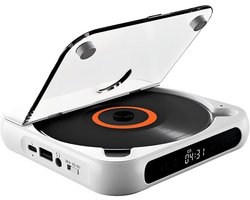Draagbare cd-speler met Bluetooth –Draagbare Bluetooth-cd-speler met USB-C-snelladen – Ultradun en compact – Ondersteunt MP3/WMA-formaten – voor onderweg – thuis en op de camping - Wit