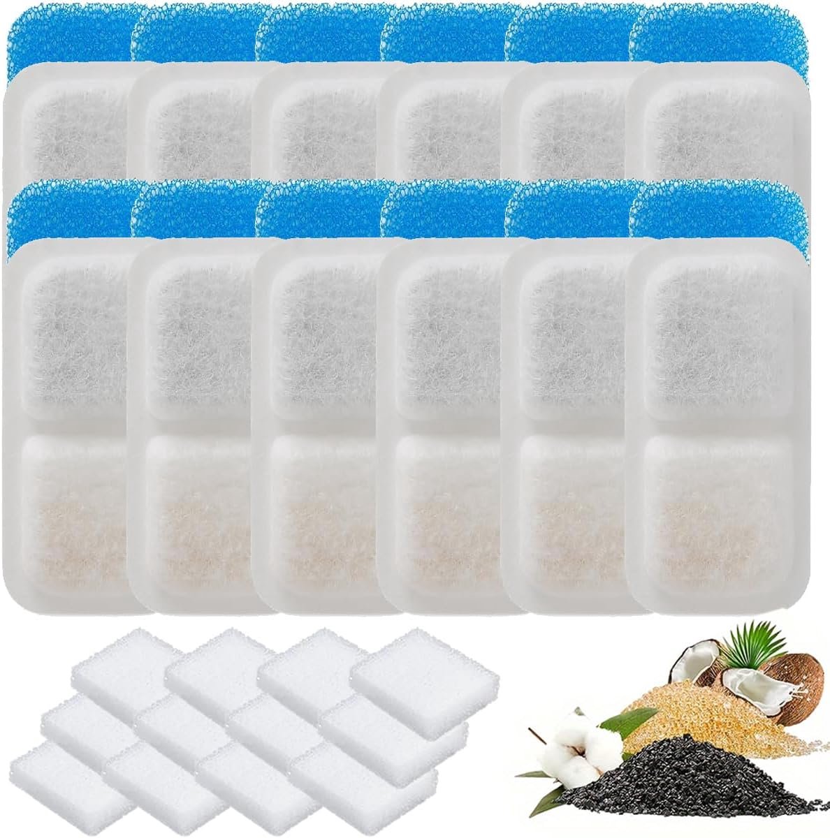 Set van 12 reservefilters voor PWF-001 2L kattendrinkfontein, kattendrinkfonteinfilter, compatibel met Oneisall 2 l roestvrijstalen drinkfontein, met waterpompfilter en voorfilter