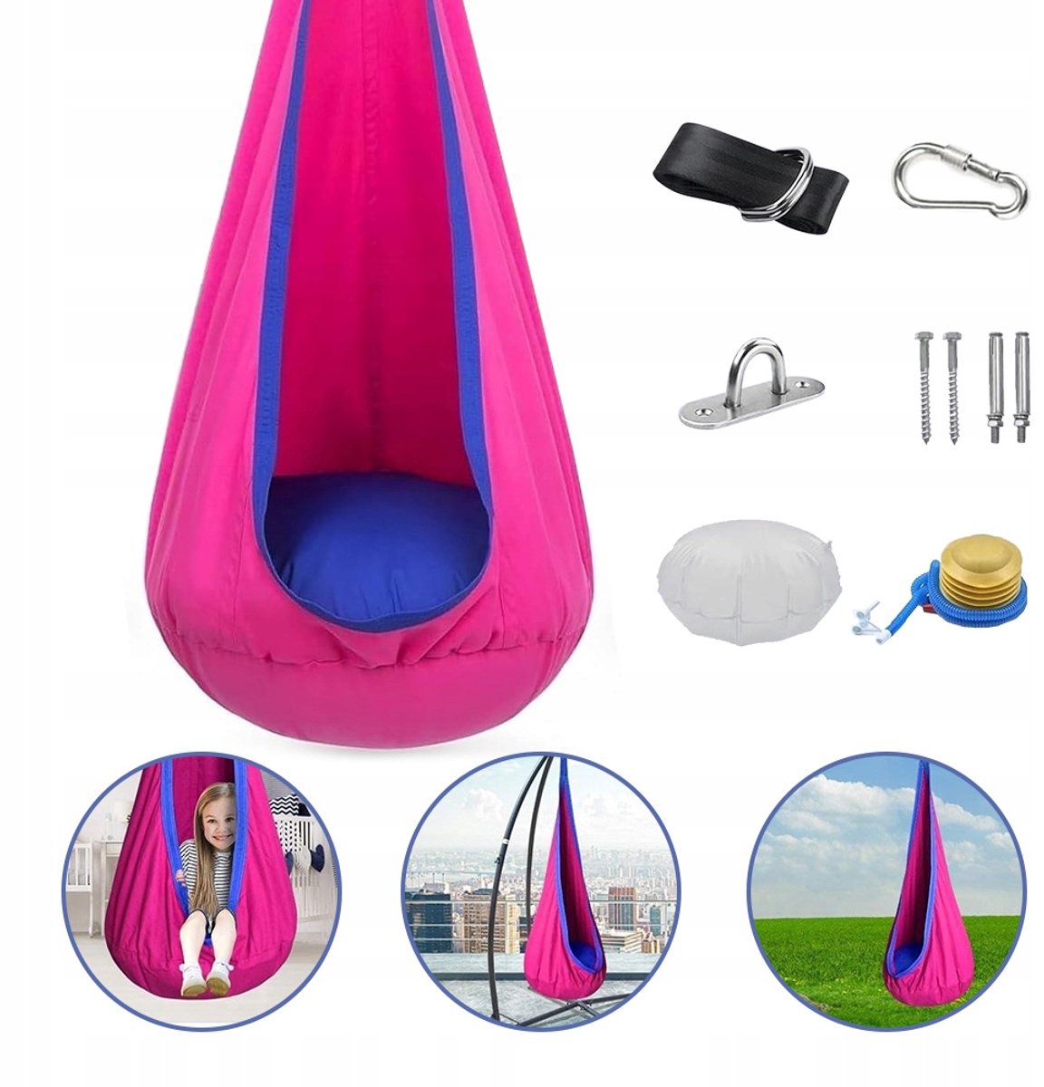 Sensory Cocoon Hangmat voor Kinderen - Roze, tot 150kg