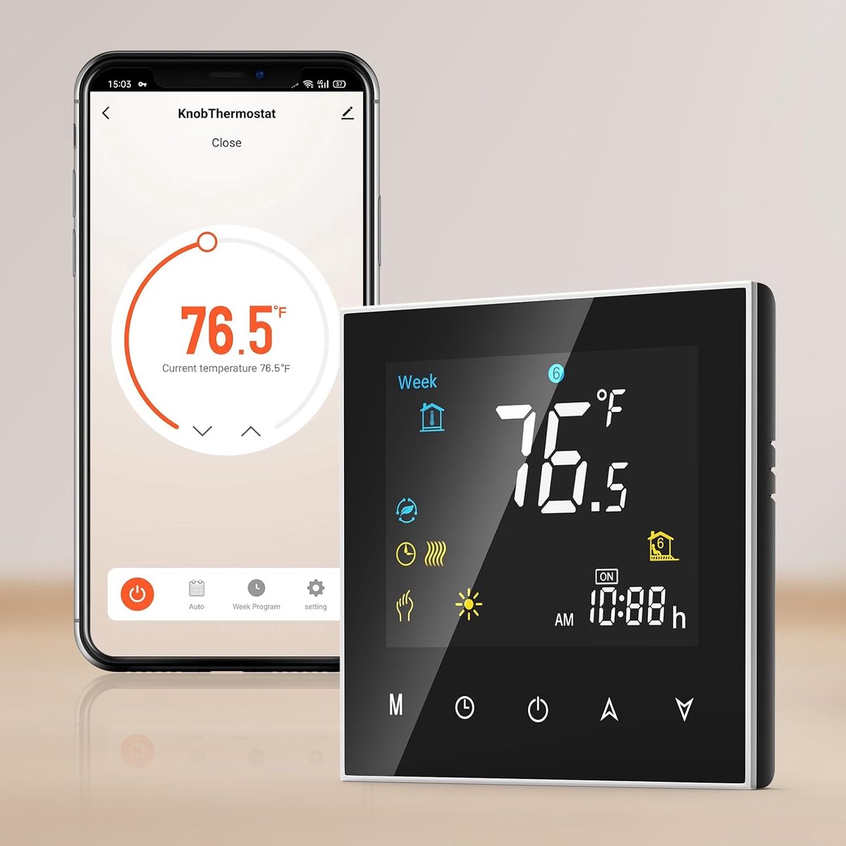 Wifi-smart thermostaat voor waterverwarming, thermostaat, programmeerbaar, verwarmingsthermostaat, radiatorthermostaat, kamerthermostaat, compatibel met Amazon Echo, Google Home, enz.