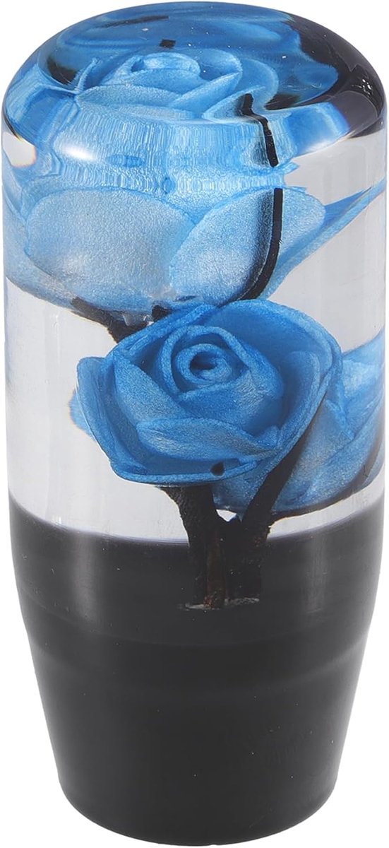 Universele Roos bloems Auto Pookknop, Handmatige Automatische Stick Pookknop, 10cm, Acryl, Blauw, 1 Set