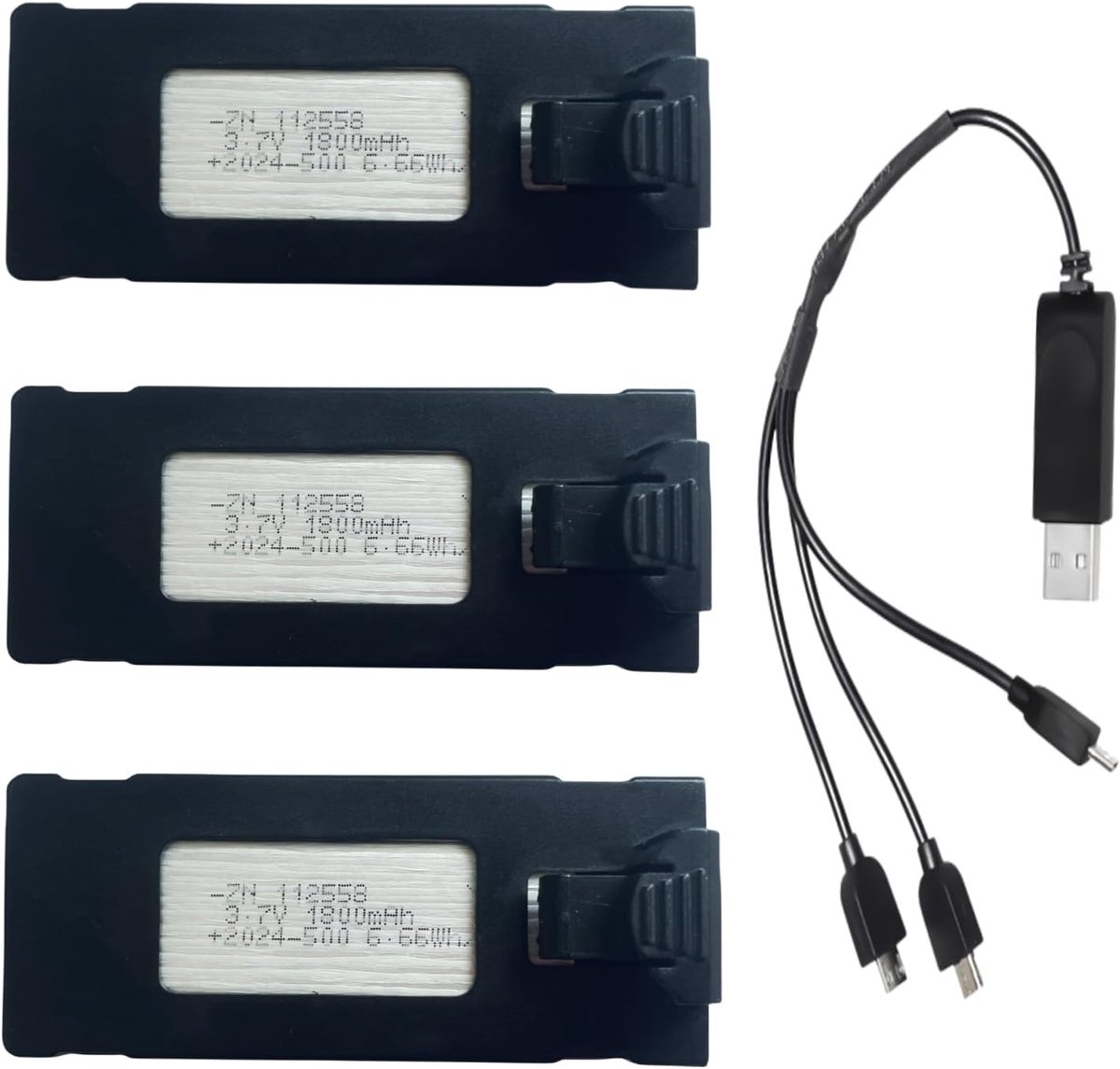 Accu 3,7 V 1800 mAh voor E88 E88PRO E99 E99PRO E525 P1 P5 K3 P15 P15PRO LS-S1S A88 drone accu quadcopter accu met USB-oplaadkabel (3 stuks)