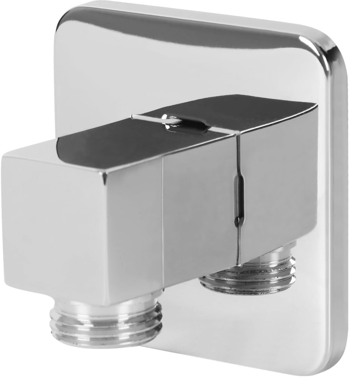 Messing wandaansluitboog, G1/2 wandaansluitbogen, hoekig, douche-uitlaat hoek voor verborgen wandmontage (zilver)