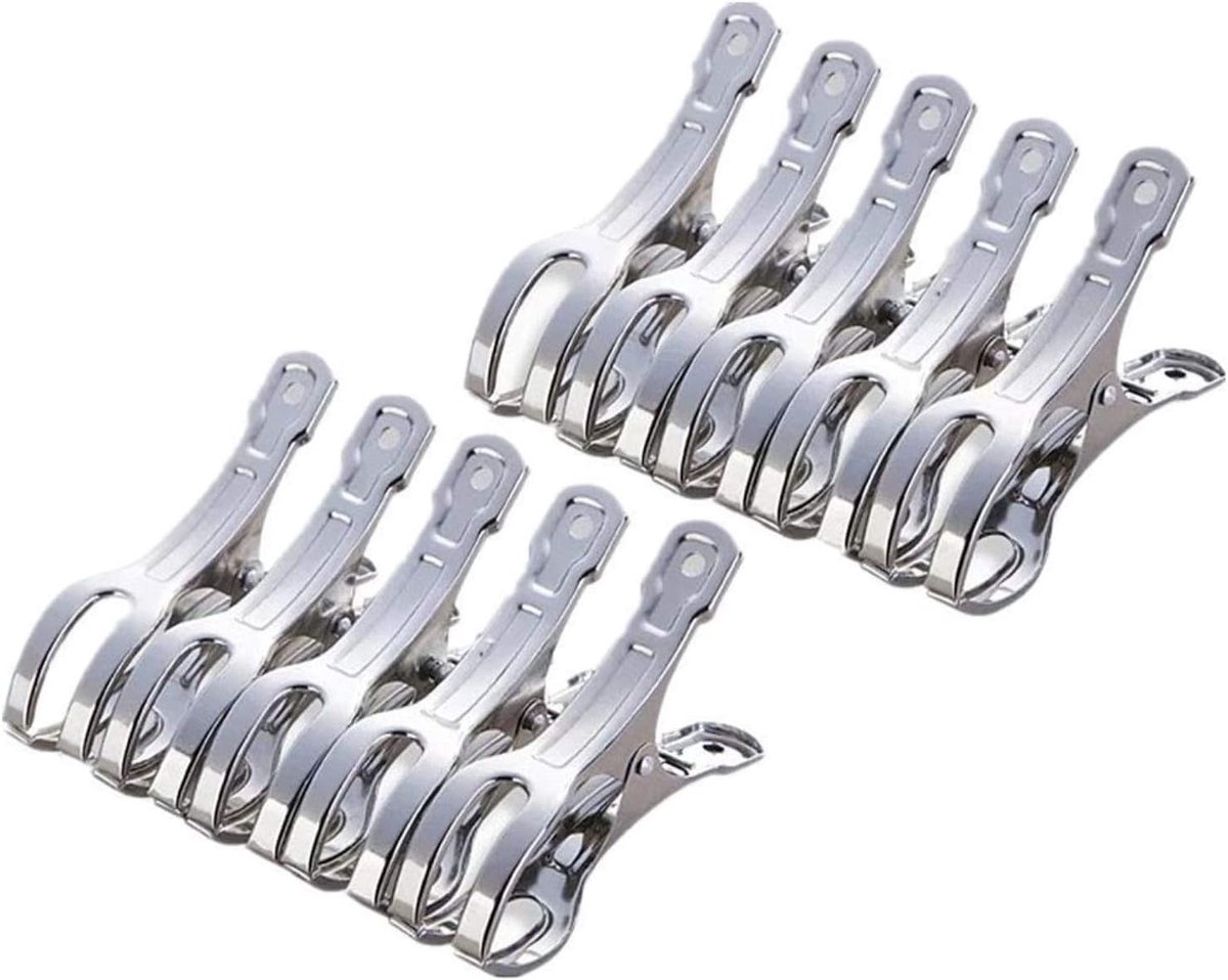10 stuks roestvrij stalen strandhanddoekclips, grote hangende stoppers, windbestendig, voor dagelijks wassen, strandhanddoek, badhanddoek, beddengoed en dikke kleding (11 cm)