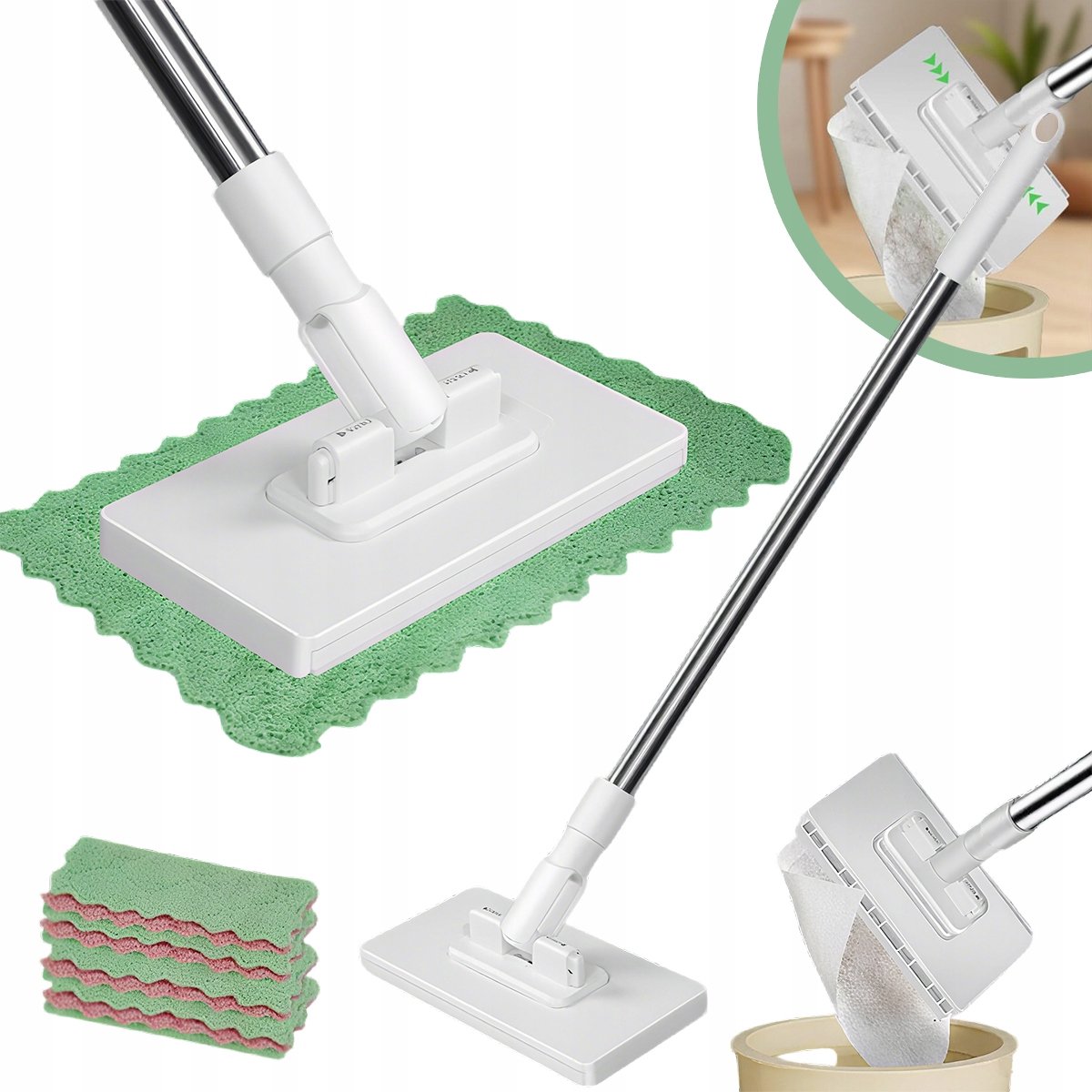 Lichte Vloermop met Lange Steel - Nat & Droog Gebruik