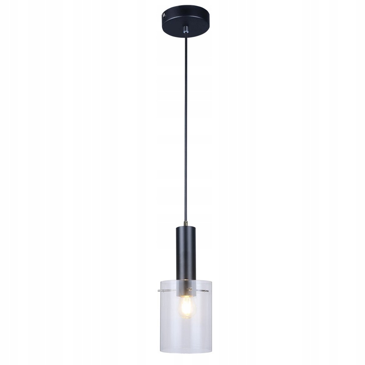 Merkloze zwarte hanglamp, 1xE27, Ø12cm, modern design