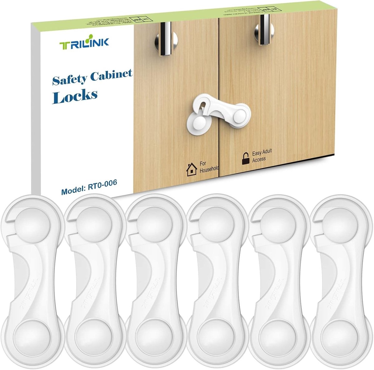 Veilige Kastsloten voor Baby's - 6 Stuks, Kindveilige Slotjes voor Keukenkastjes en Koelkasten, Sterke Plakstrip zonder Boren, Duurzaam en Betrouwbaar