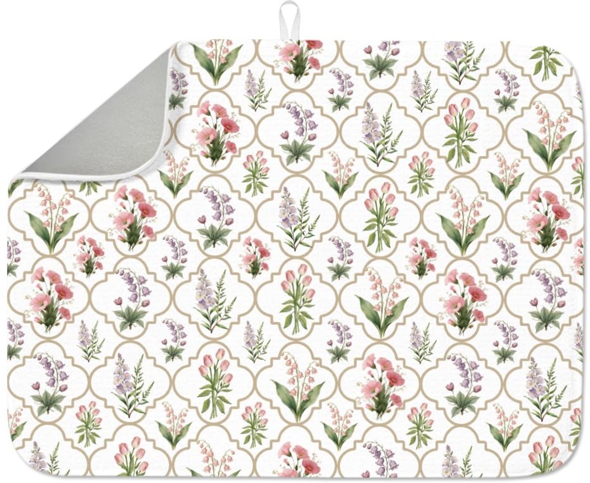 SolidKeus - Vintage Roze Bloemen Droogmat 17,7 x 23,6 Inch