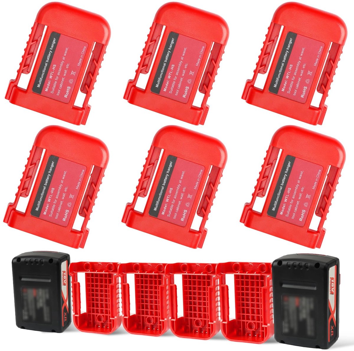 SolidKeus - Set van 6 Batterijhouders voor 18V Batterijen