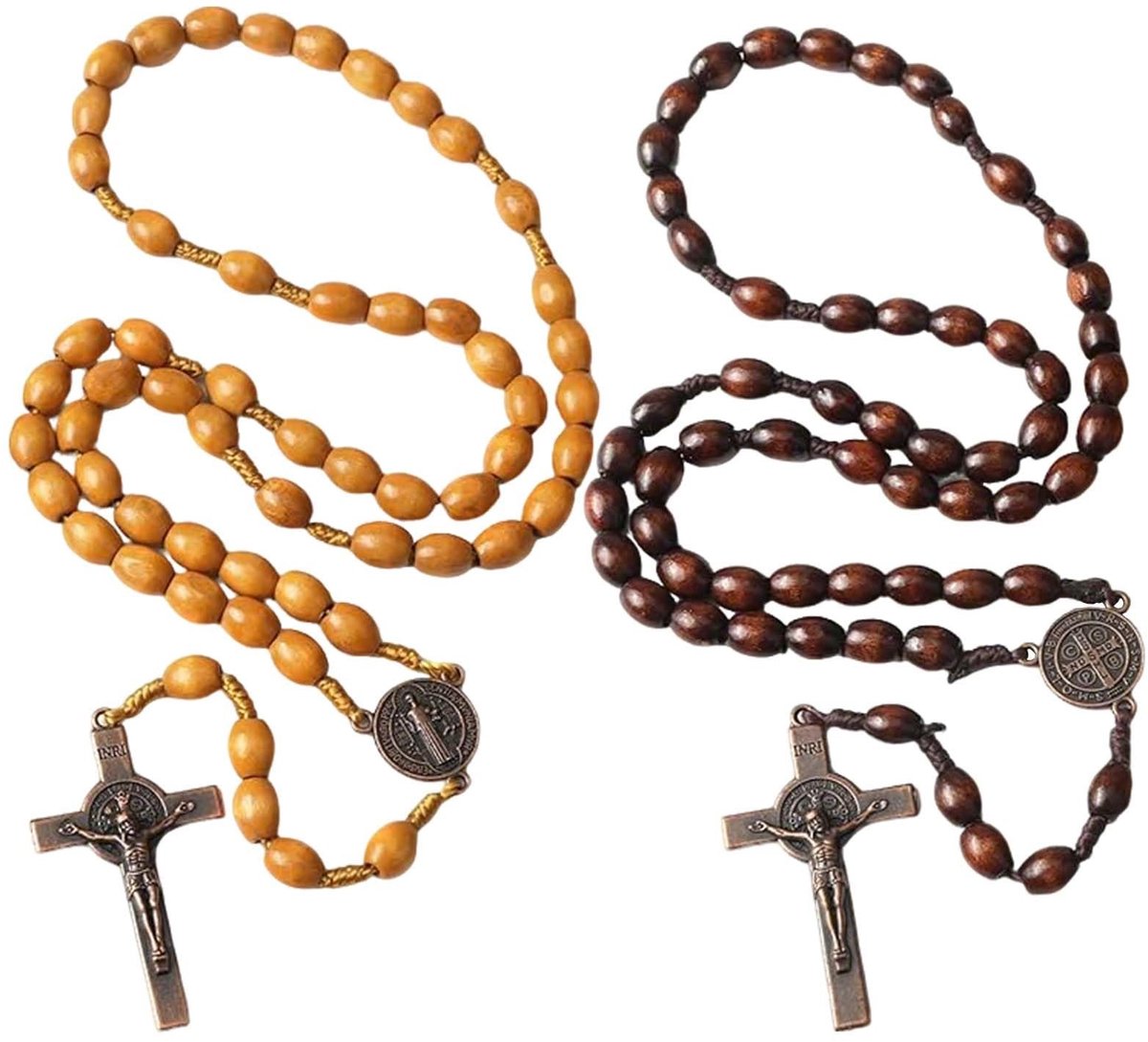 SolidKeus - Houten Rozenkrans met Kruis Pendant voor Religieuze Ceremonies