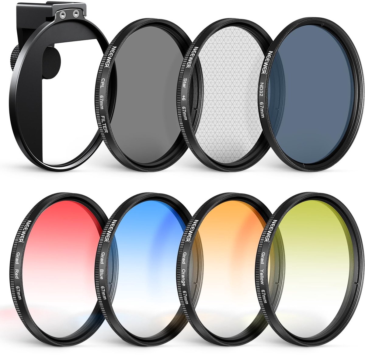 SolidKeus - 67mm ND Filter Set met Smartphone Clip en 7 Filters