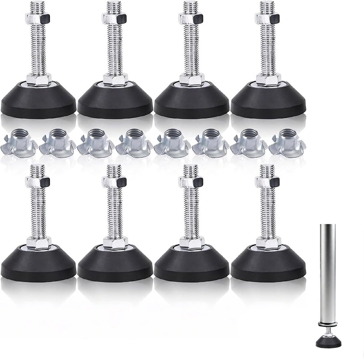 SolidKeus - Set van 8 Verstelbare Meubelpoten met Rubber Basis